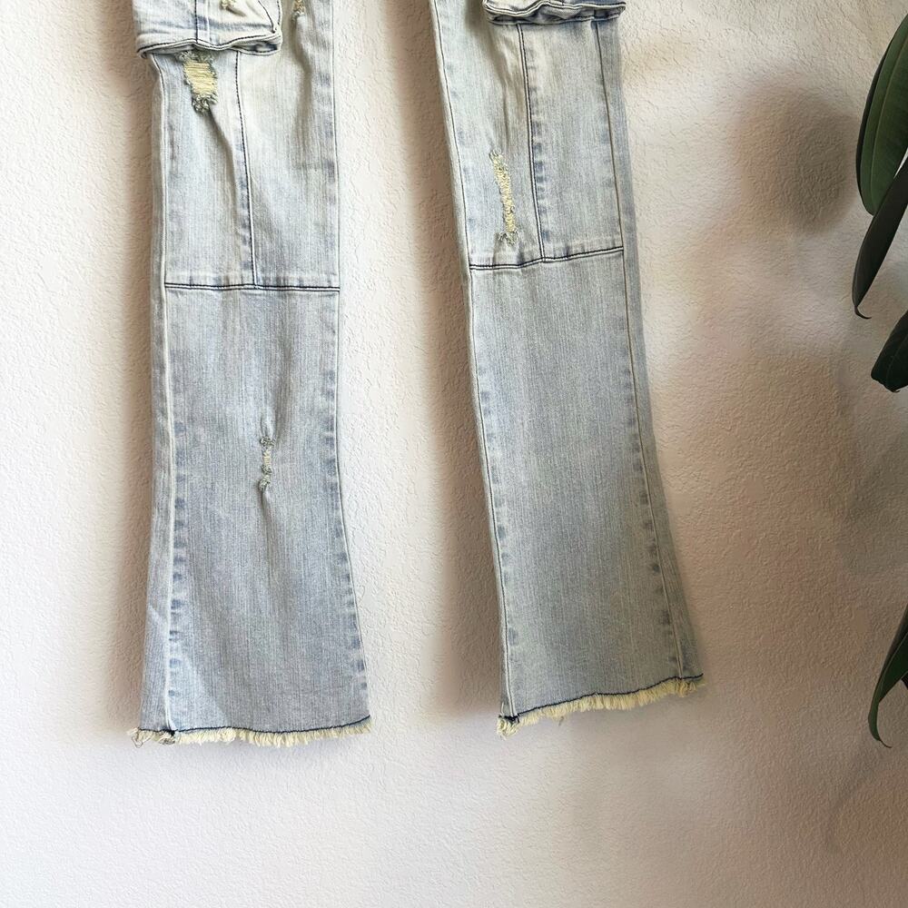 Rockstar Original Slim Cargo Stacked Flare Stretch Jeans 30X36 Y2K Streetwear - Picture 3 of 11